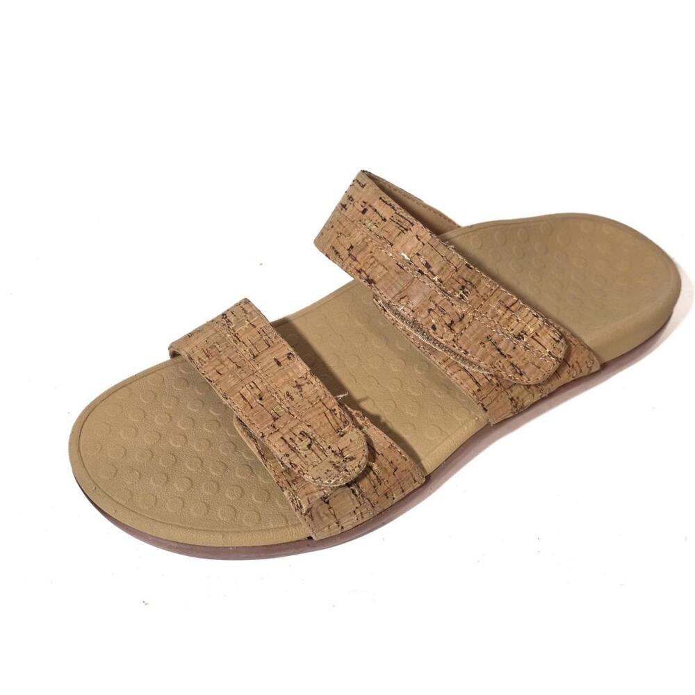 VIONIC shore sandals cork two strap tan women's shoes slides sandals sz 9